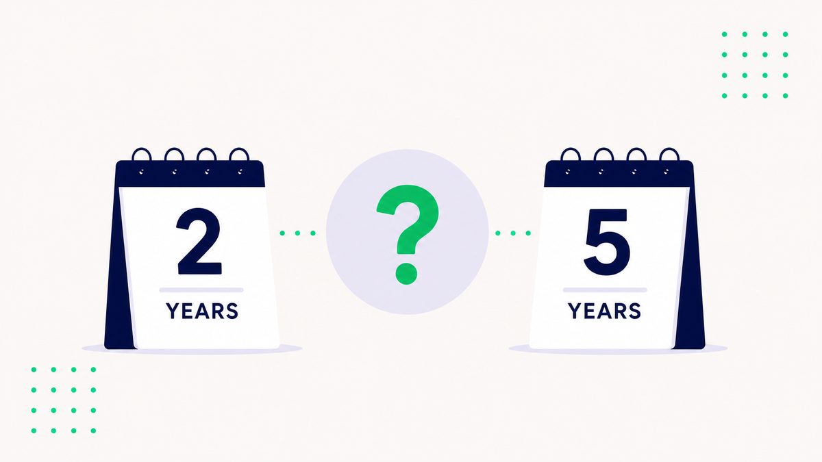 Illustration of a path forking into two directions representing a two or five year fixed mortgage choice